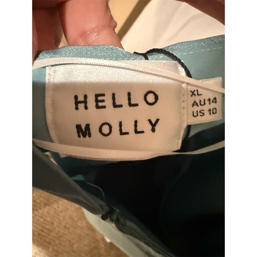 HELLO MOLLY Dress Womens XL Sage Green Drape Cowl Halter Mini Party - Picture 6 of 8